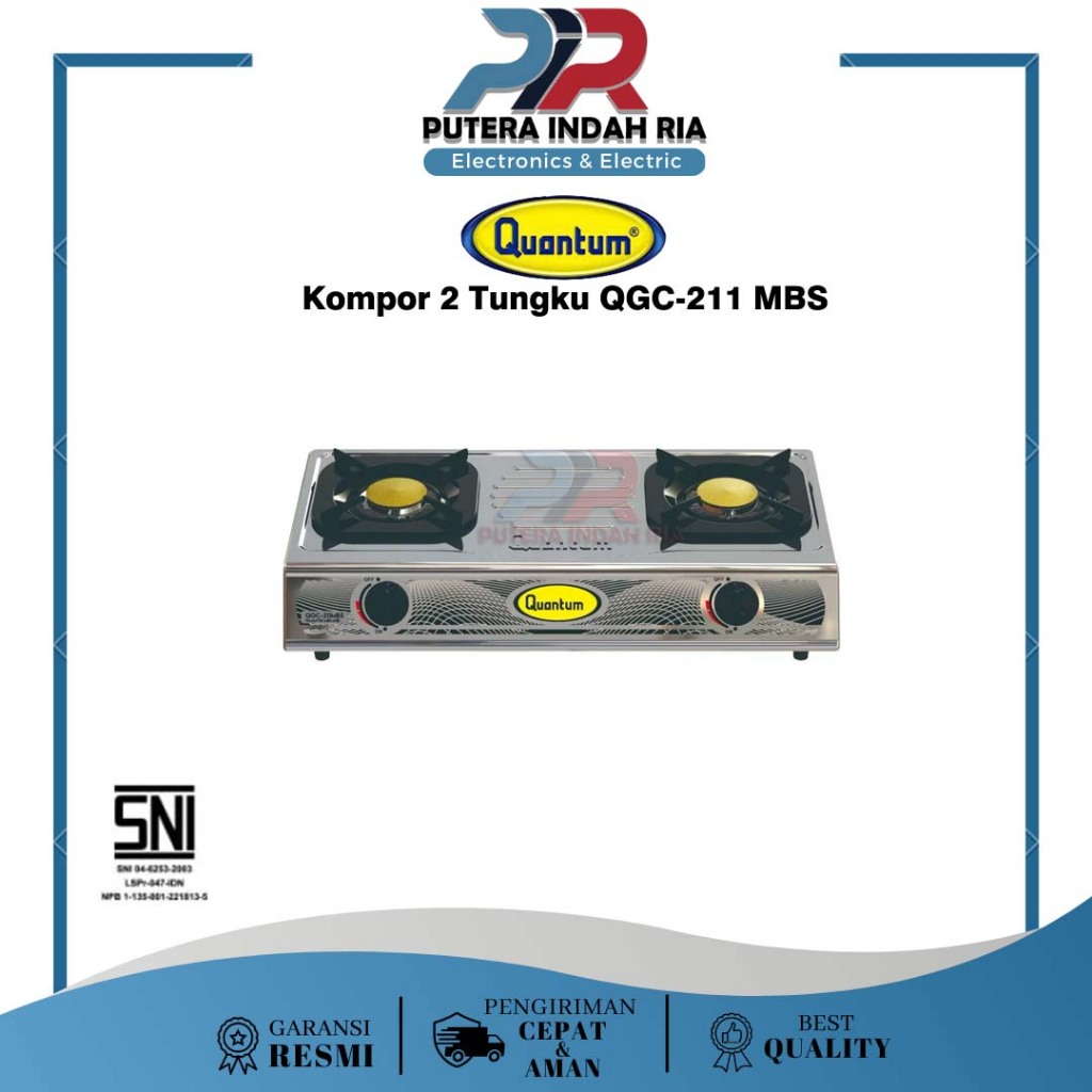 Kompor QUANTUM QGC-211MBS Kompor Gas 2 Tungku Stainless Steel