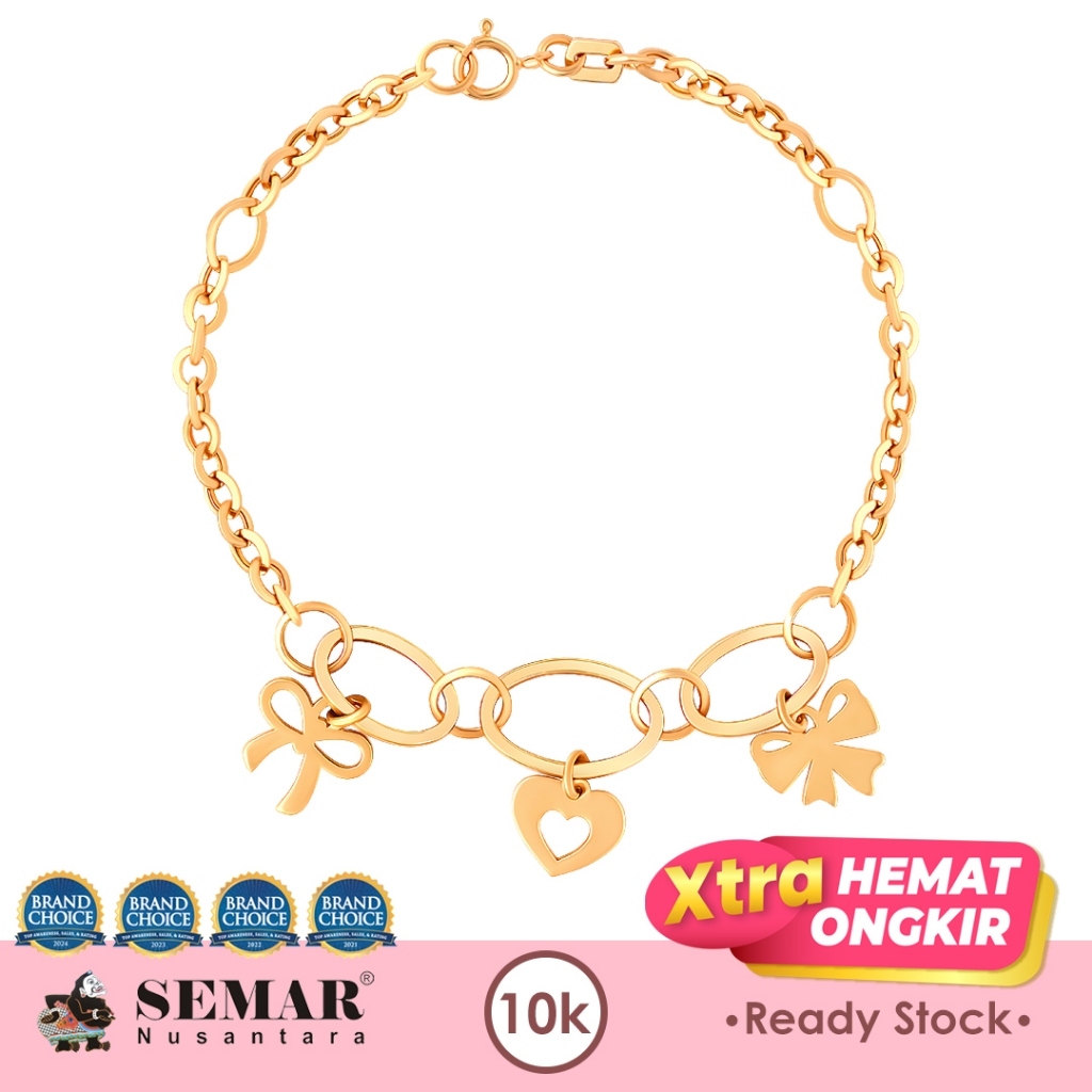 Gelang Emas Yuina Heart Coquette Gold 10K Semar Nusantara