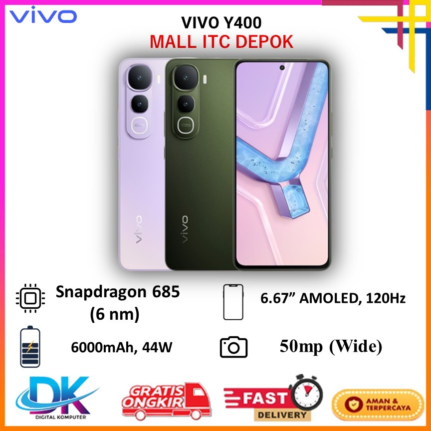 Vivo Y400 8GB 128GB - Baru Segel Box, Garansi Resmi 12 Bulan, Prosesor Snapdragon 685, Layar AMOLED 