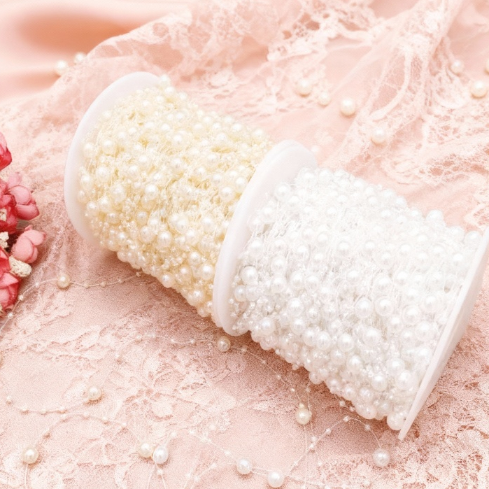 (5meter) Rantai Mutiara Pearl dekorasi hiasan bunga kue