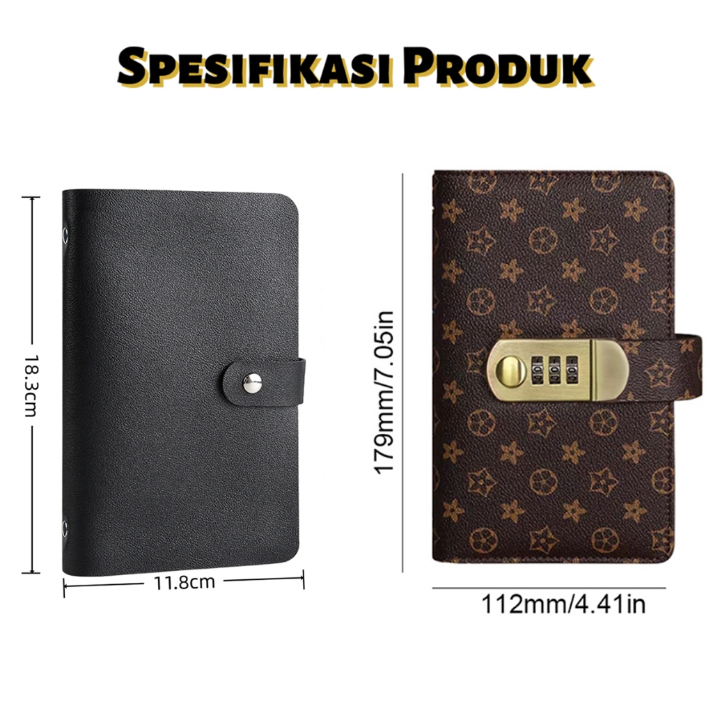 Uddjaya_ A6 Dompet Tabungan Kunci Sandi Buku Tabungan Uang Tunai, Album Uang Koleksi Dompet Dengan