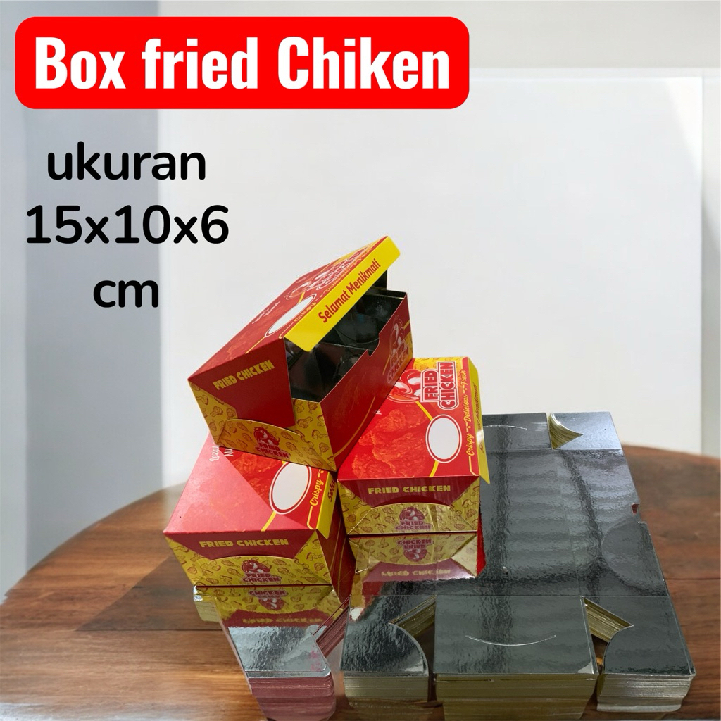 Box kemasan fried chiken laminasy foil 15x10x6 cm | box fried chiken | box nasi ayam | kardus fried 