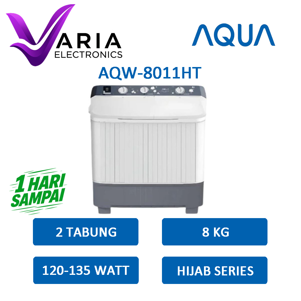 MESIN CUCI AQUA QW-8011HT MESIN CUCI 2 TABUNG 8 KG HIJAB SERIES