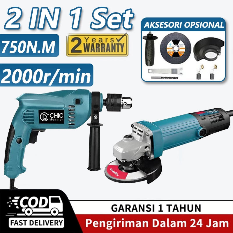 CHIC 2 IN 1Bor dan Gerinda Mesin Bor Listrik Gerinda dan bor 10mm Bor Bor Dan Gerinda Bor Listrik  t