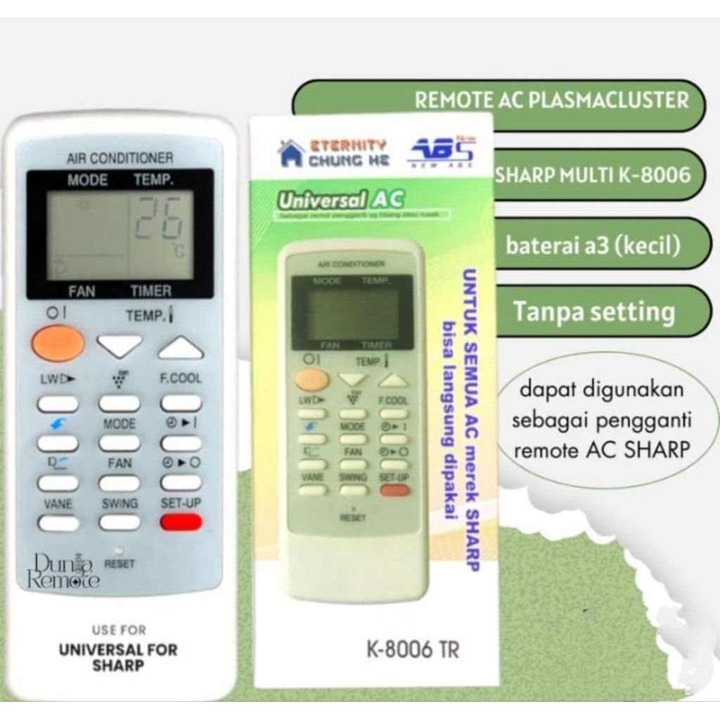 remot ac sharp tipe K-8006TR multi inverter plasmacluster