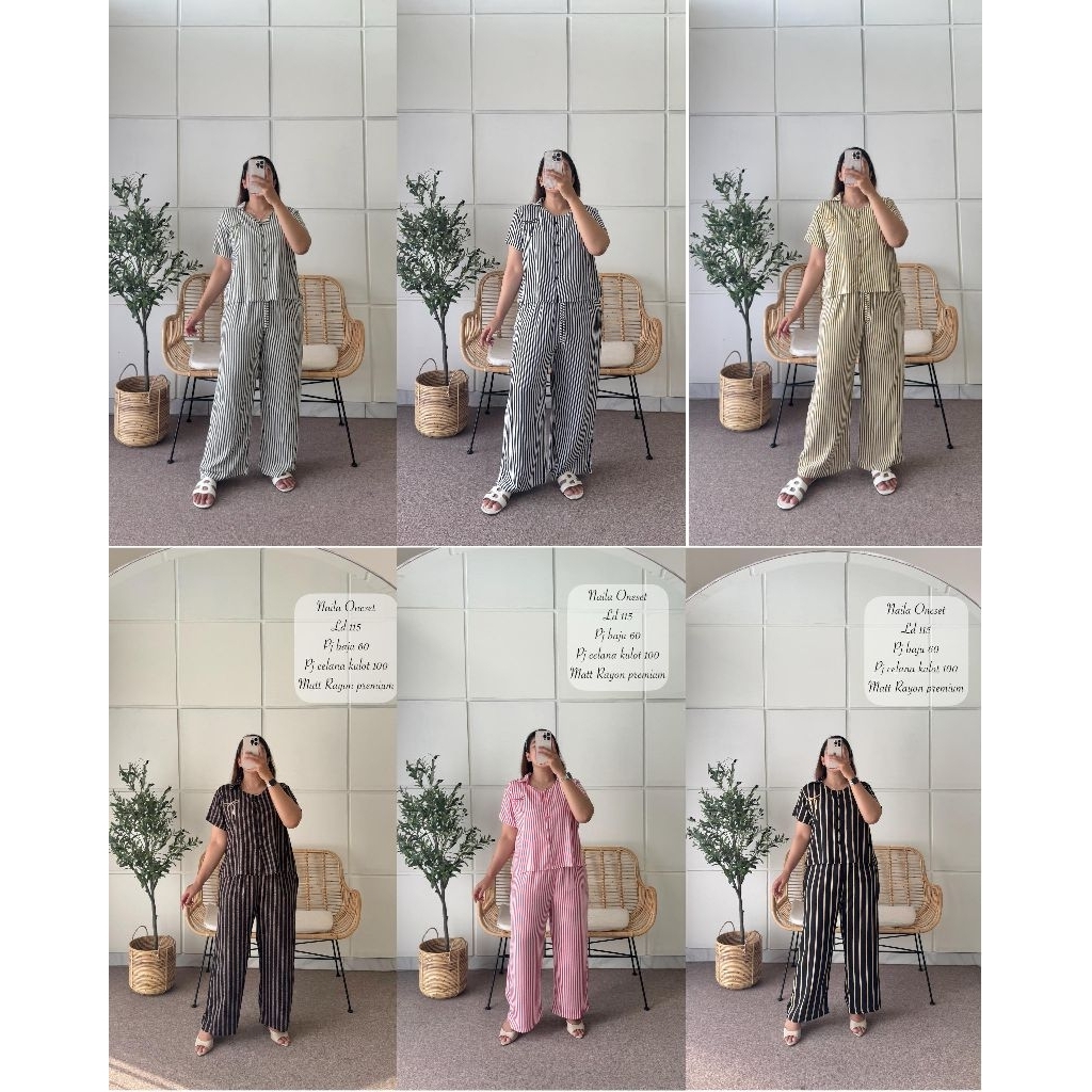 SETELAN NAILA | ONE SET RAYON ANNISA | SETELAN HAWET LENGAN PENDEK RAYON PREMIUM MOTIF SALUR