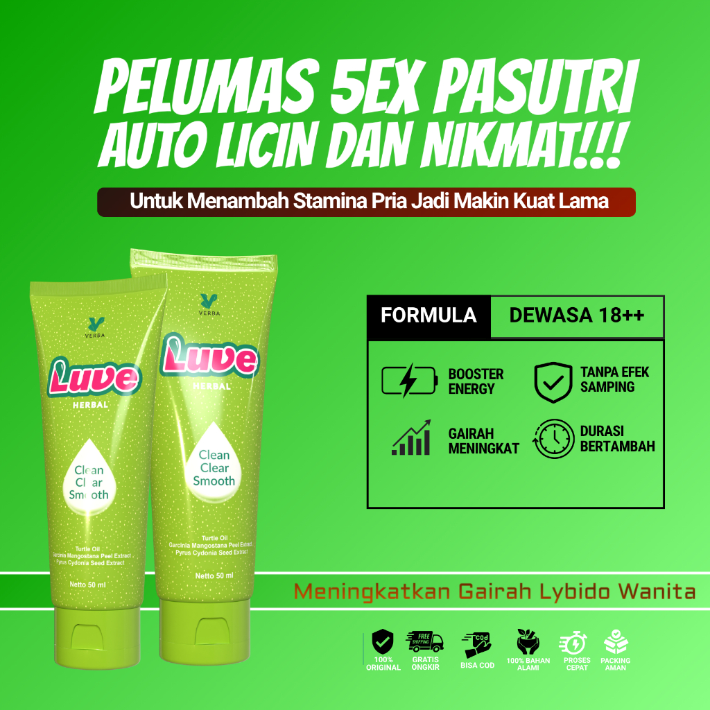 Verba Luve Herbal Clean Clear Smooth Pelumas Gel Seks Pria & Wanita 50 ml Aman BPOM