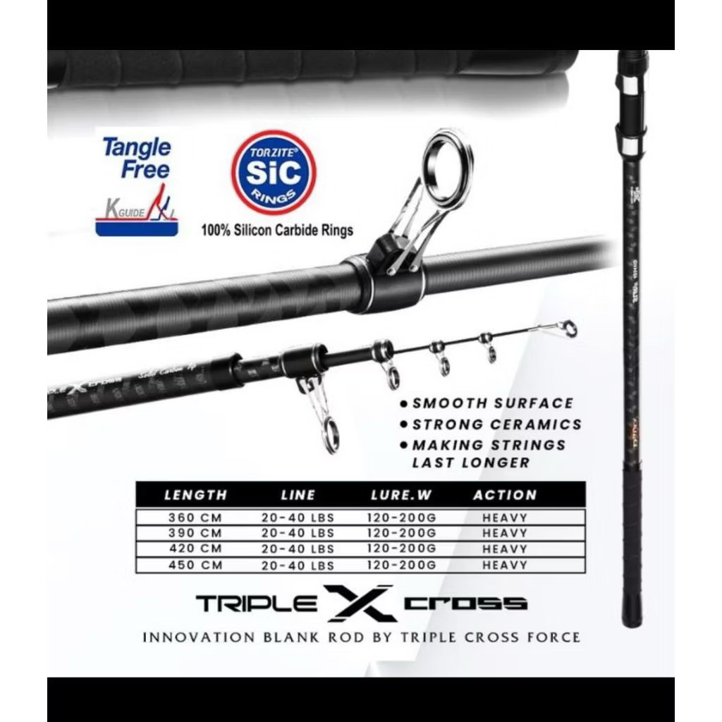 Joran Surf Teleschopic Blood  Black 390 420 450 Carbon X Cross Kuat Terbaik