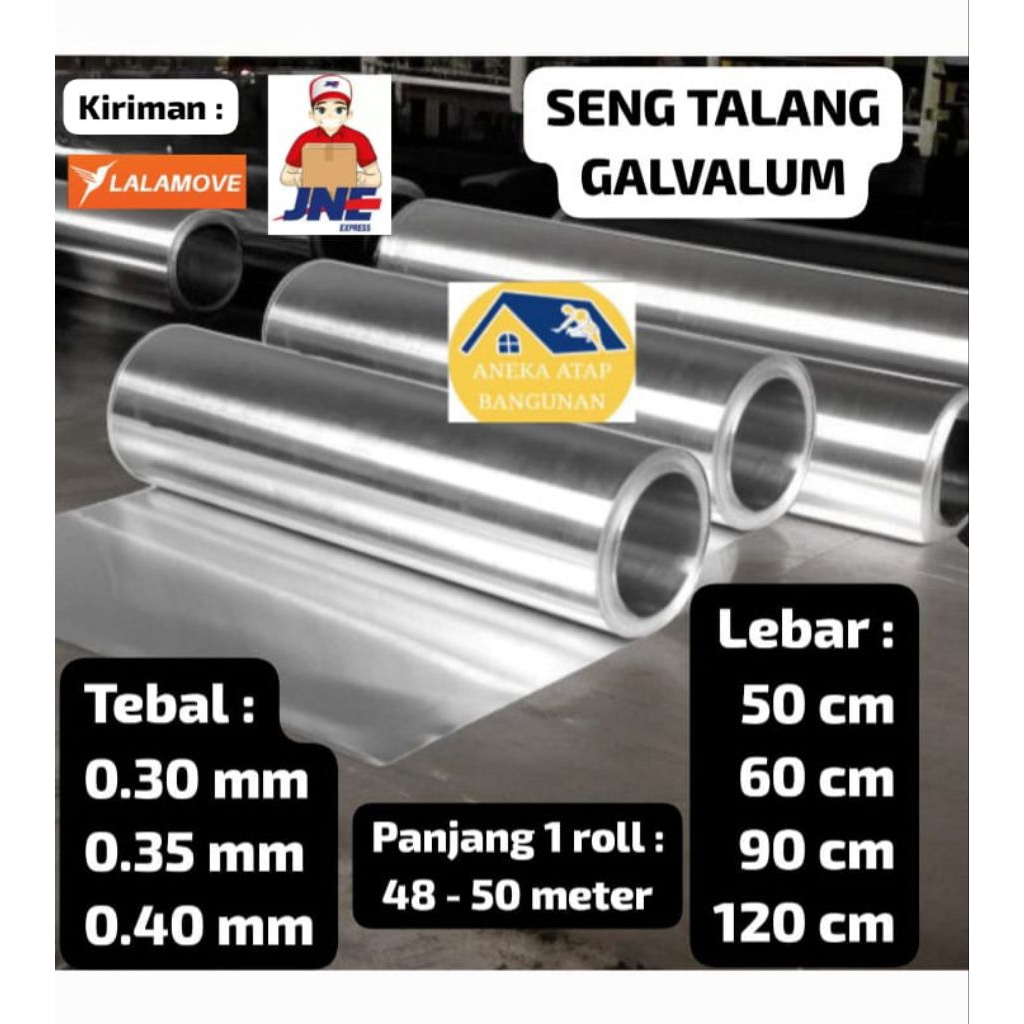 Seng Talang Plat Galvalum Anti Karat 1 Roll / Gulung