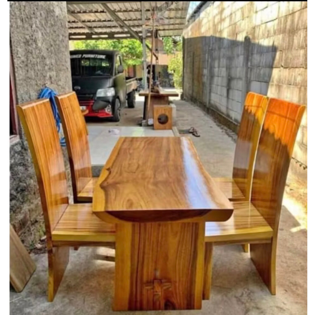 KURSI BLOK SET KURSI MAKAN BLOK KAYU TREMBESI | KURSI MAKAN KAYU TREMBESI