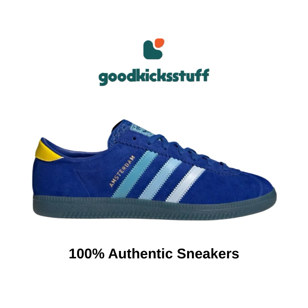 Sepatu Casual Adidas City Series Amsterdam Blue Yellow 100% Originals