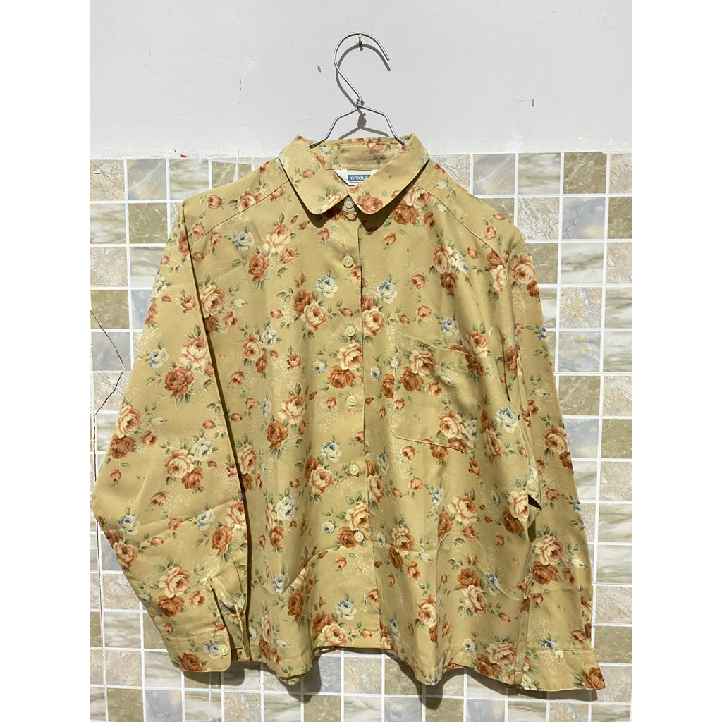 KEMEJA WANITA BUNGA LENGAN PANJANG ATASAN WANITA MOTIF BUNGA BAJU WANITA