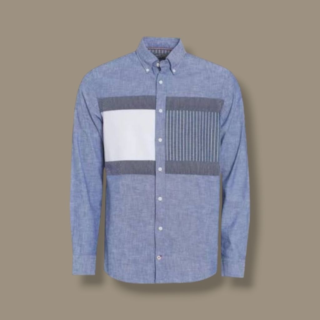 Kemeja Tommy Hilfiger Big Flag Monochrome 100% Authentic Original