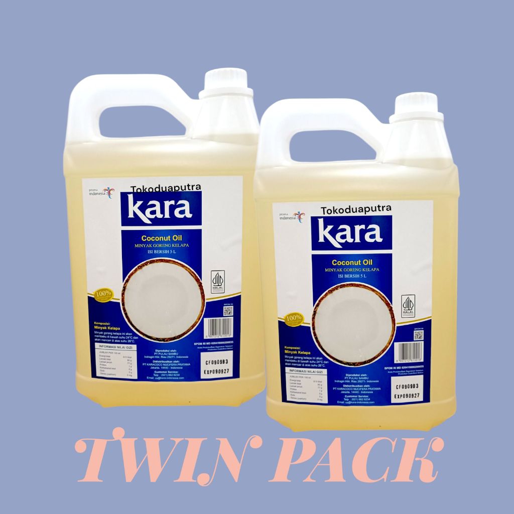 Minyak Kelapa Kara 5 Liter X 2 Jerigen ( twin pack) / Minyak Kelapa KARA / KARA minyak jerigen