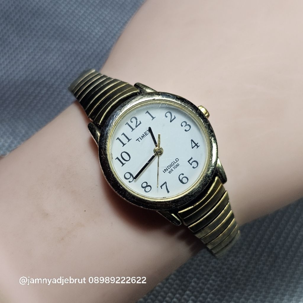 Jam Timex Indiglo N3 Gold White Ladies Bekas