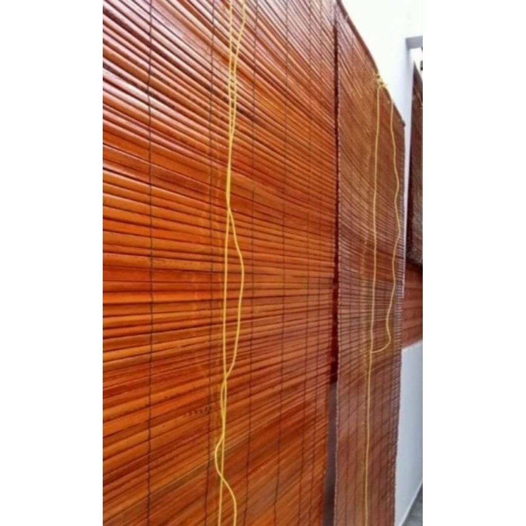 Tirai/ KREY bambu fernis 2x22x3m .lengkap tali prnggulung