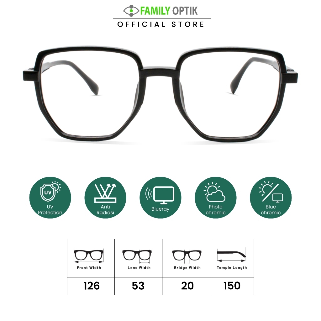 Family Optik - Kacamata Vintage Blueray Photocromic Anti Radiasi 70125