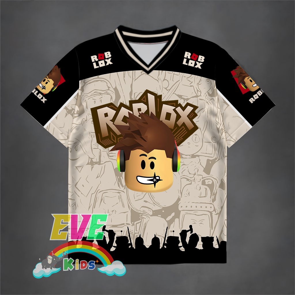 EVE KIDS Kaos Jersey Casual Vintage Karakter Roblox Full Printing Atasan Unisex Anak Usia 3 - 8 th