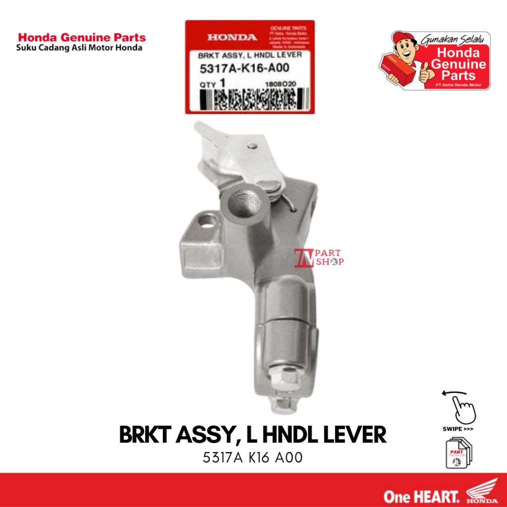 Dudukan Handle Kiri Set (Bracket Assy L Handle Lever) - Scoopy Fi & eSP / 5317A-K16-A00