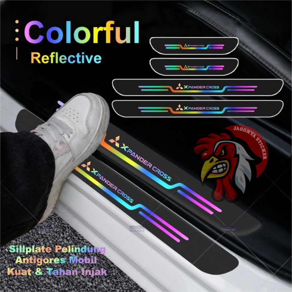 Laser Crome 9 PCS Stiker Pelindung Pijakan Lantai Pintu Mobil XPANDER CROSS Laser Crome Car Door Ste