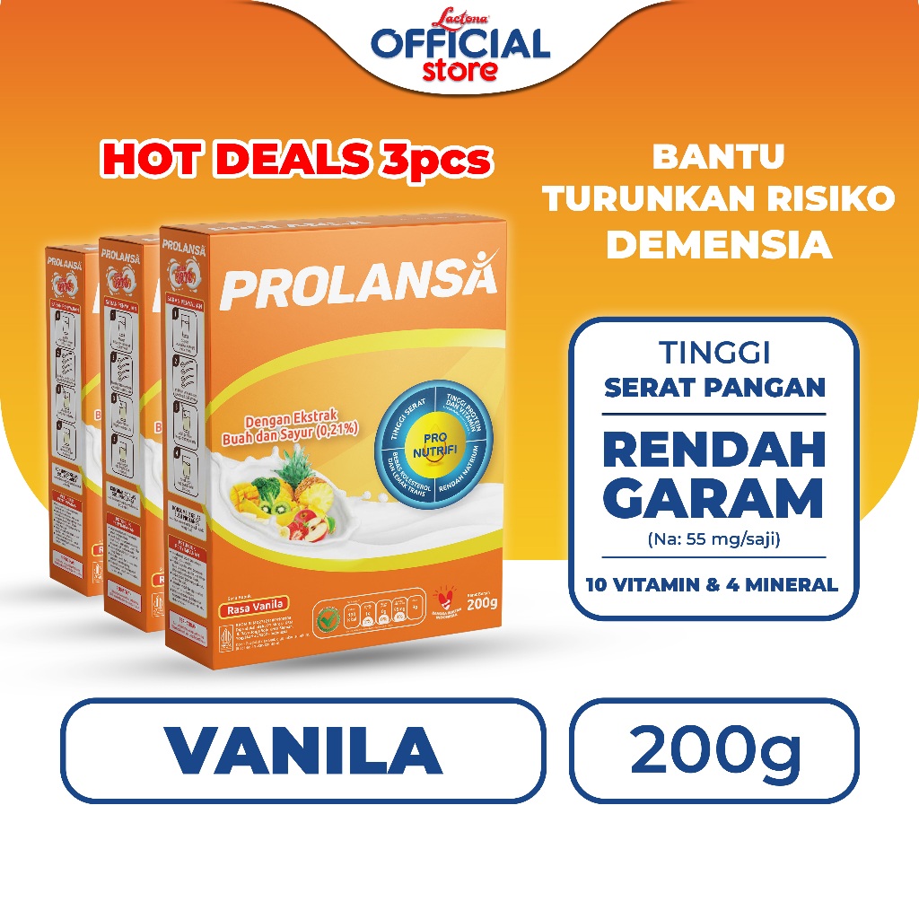 PAKET PROLANSIA Vanila Susu Nutrisi Lansia 200 Gr X 3 Box