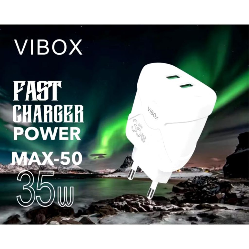 Batok Charger Vibox Max-60 35 wat / Batok Charger 2usb 3,1 Ampere