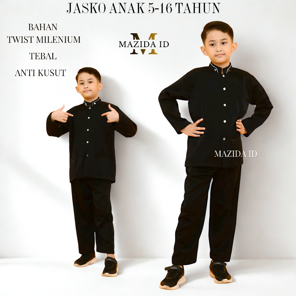 Baju koko jasko anak satu set baju celana jasko anak lengan panjang anak SD sampai SMP