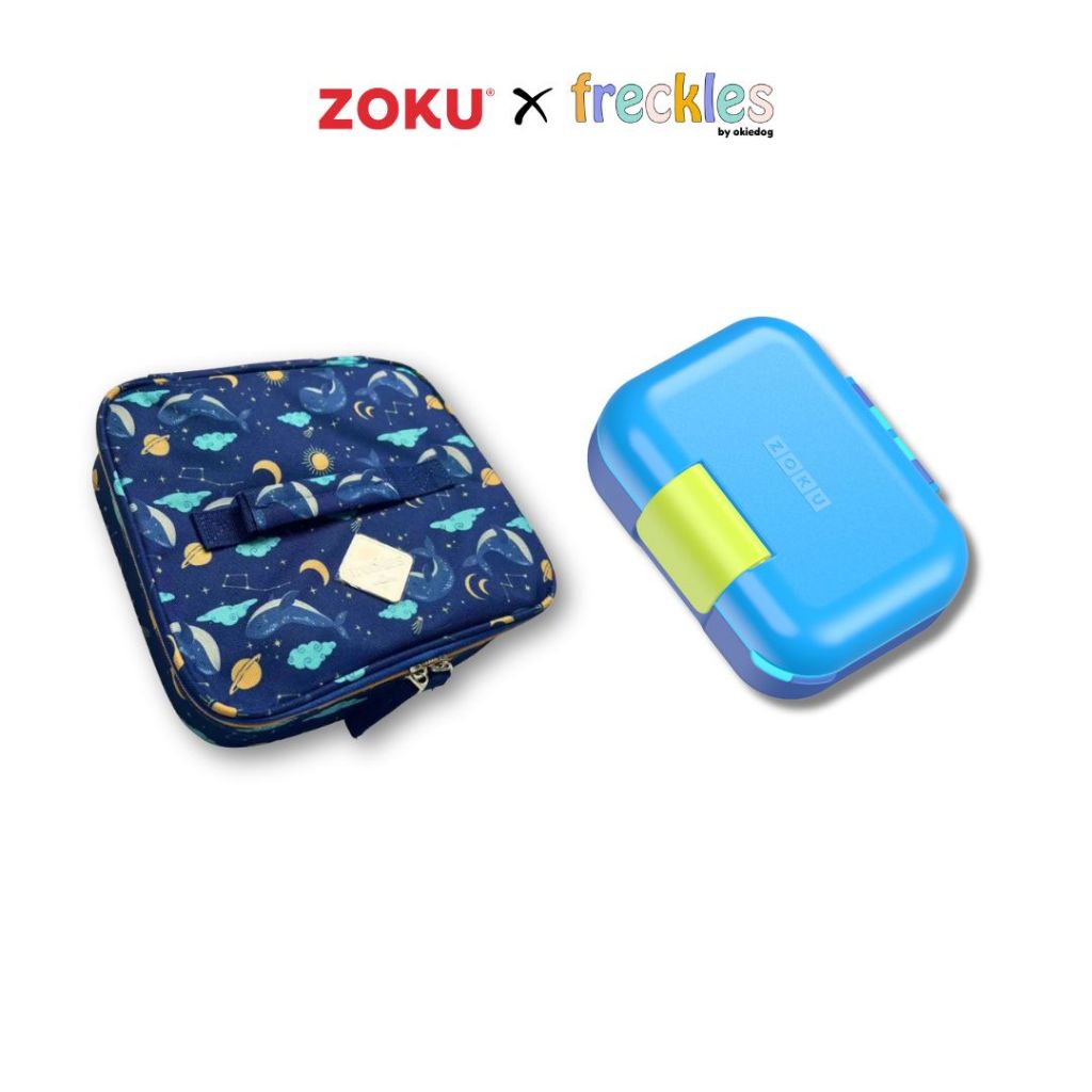 Bundling Freckles Lunchbag & Zoku Neat Bento Junior - 1set Tempat Makan dan Tas Bekal / Kotak Makan 
