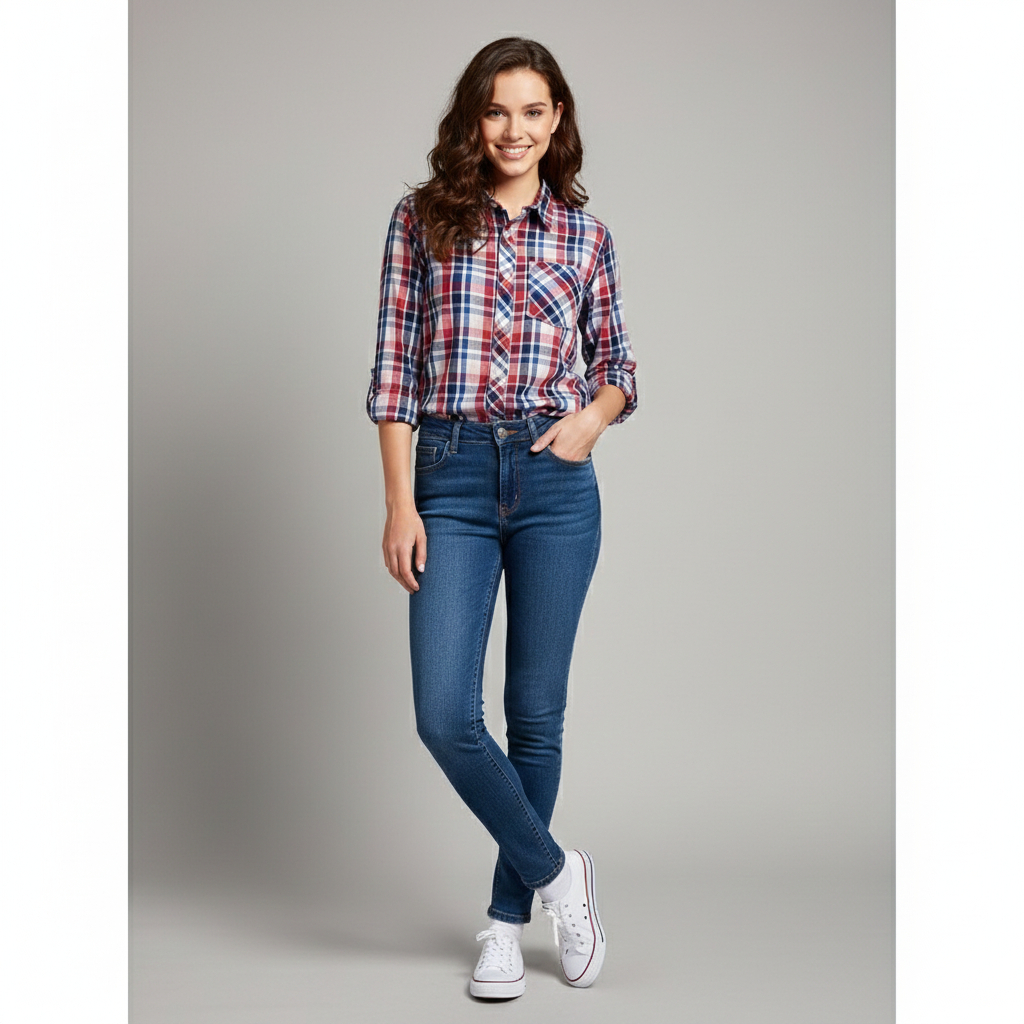 shirt fsbn unisex kemeja kotak branded wanita