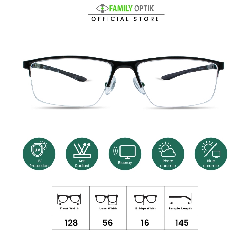 Family Optik - Kacamata Airtech Blueray Photocromic Anti Radiasi 6117