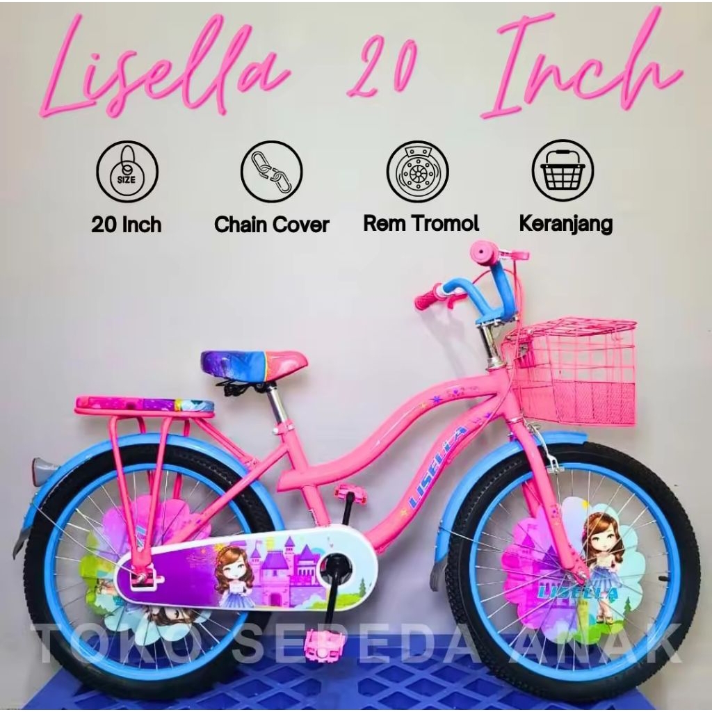 Sepeda Anak 20 Inch Lisella Mini 2005 Keranjang Depan Kokoh Stabil Ban Tebal