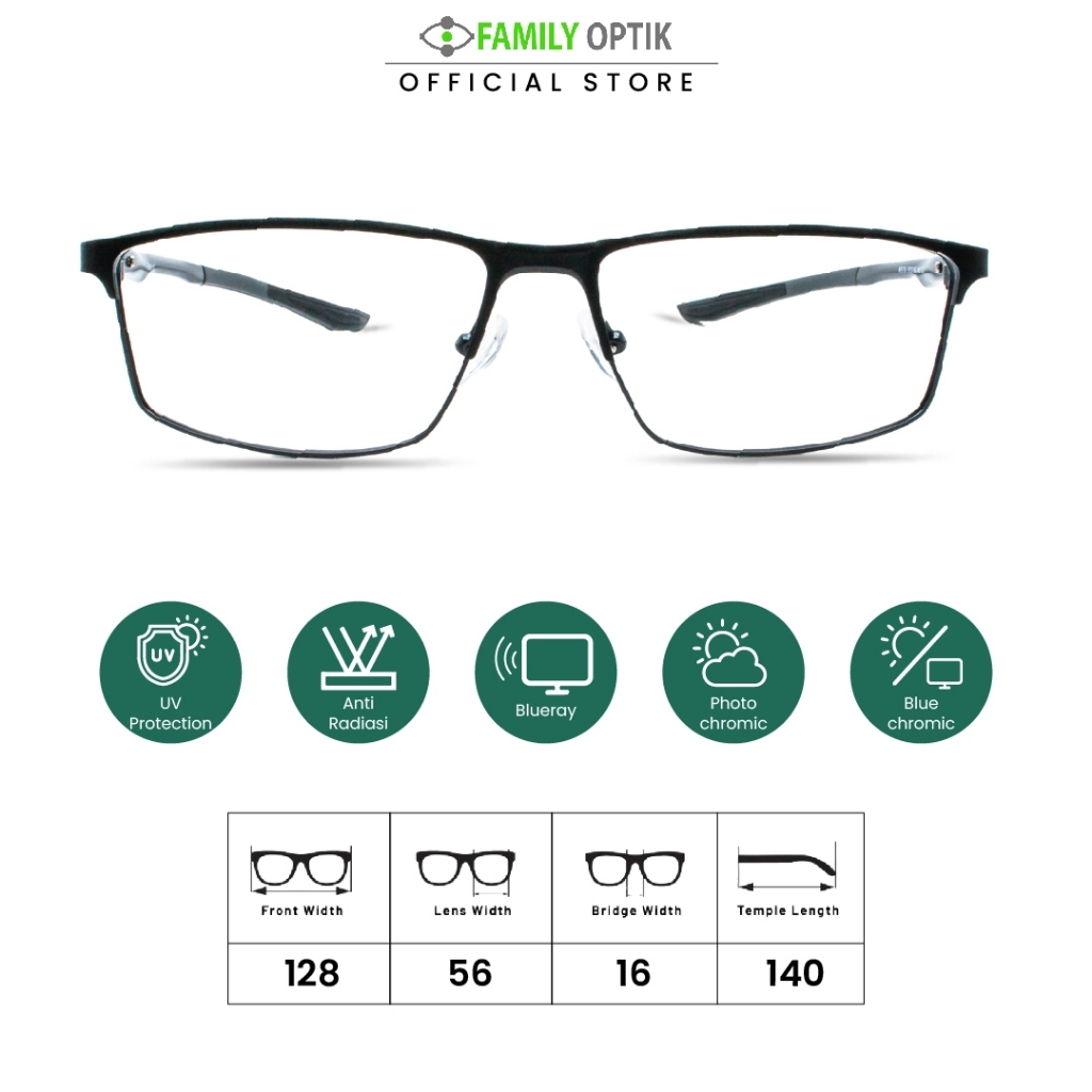 Family Optik - Kacamata Airtech Blueray Photocromic Anti Radiasi 6134