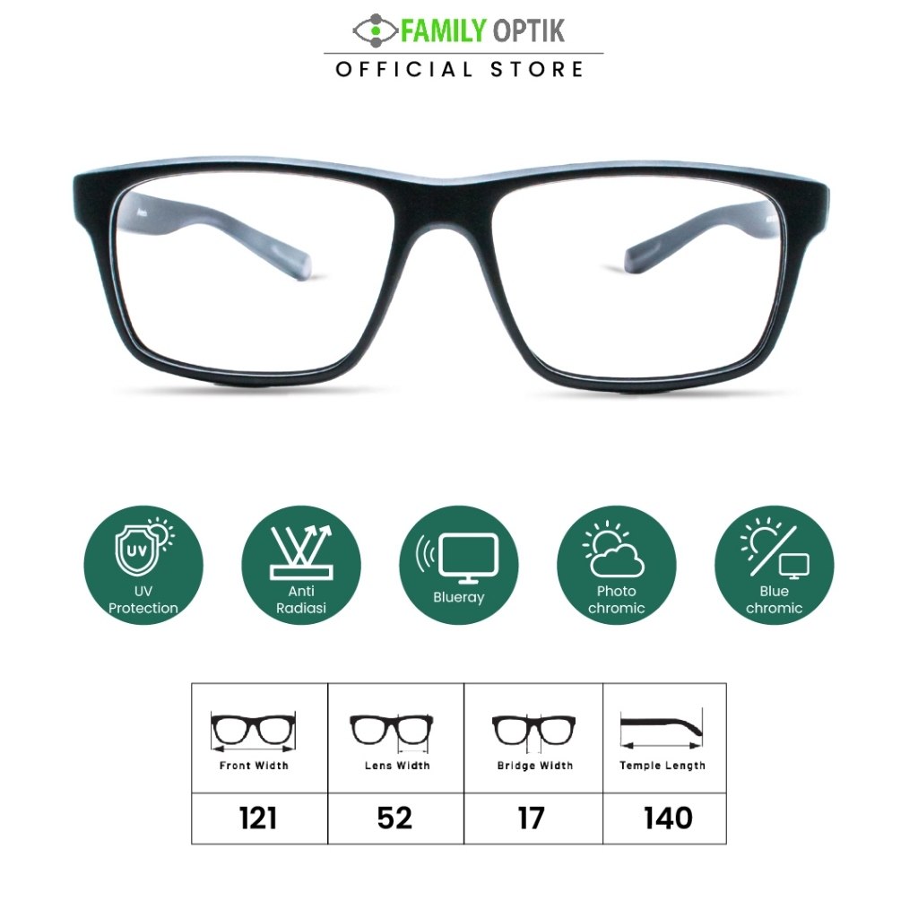 Family Optik - Kacamata Airtech Blueray Photocromic Anti Radiasi 6139