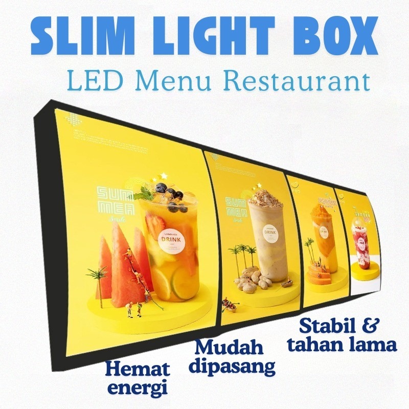 Slim Lightbox Akrilik Cembung Neonbox LED Menu Board | Menu LED Display | Menu Restaurant