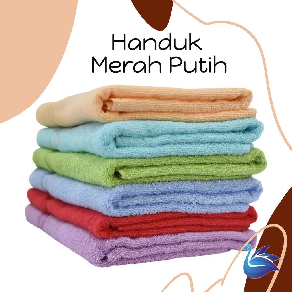 GROSIR (ISI 12 PCS) Handuk Merah Putih 60x120 Grade A 100% Cotton
