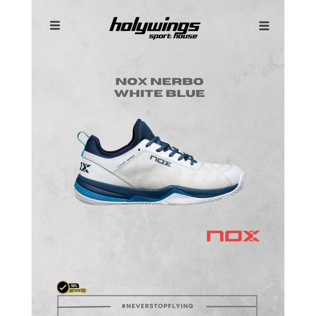 Sepatu Padel Pria  Nox Nerbo White Blue Padel Shoes