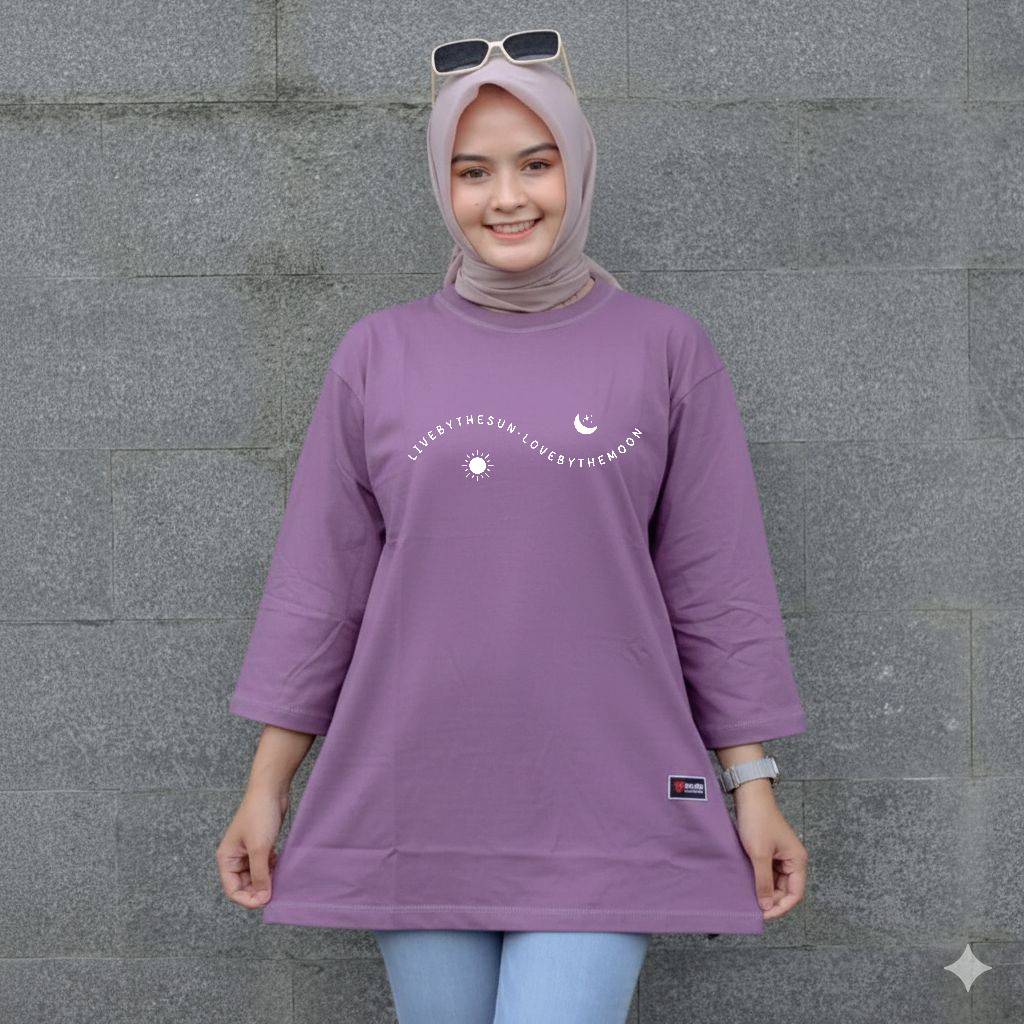 ARELS.ID Oversize T-Shirt Slit Daily Top Basic Jumbo Atasan Wanita Dewasa M L XL XXL JUMBO LD 130