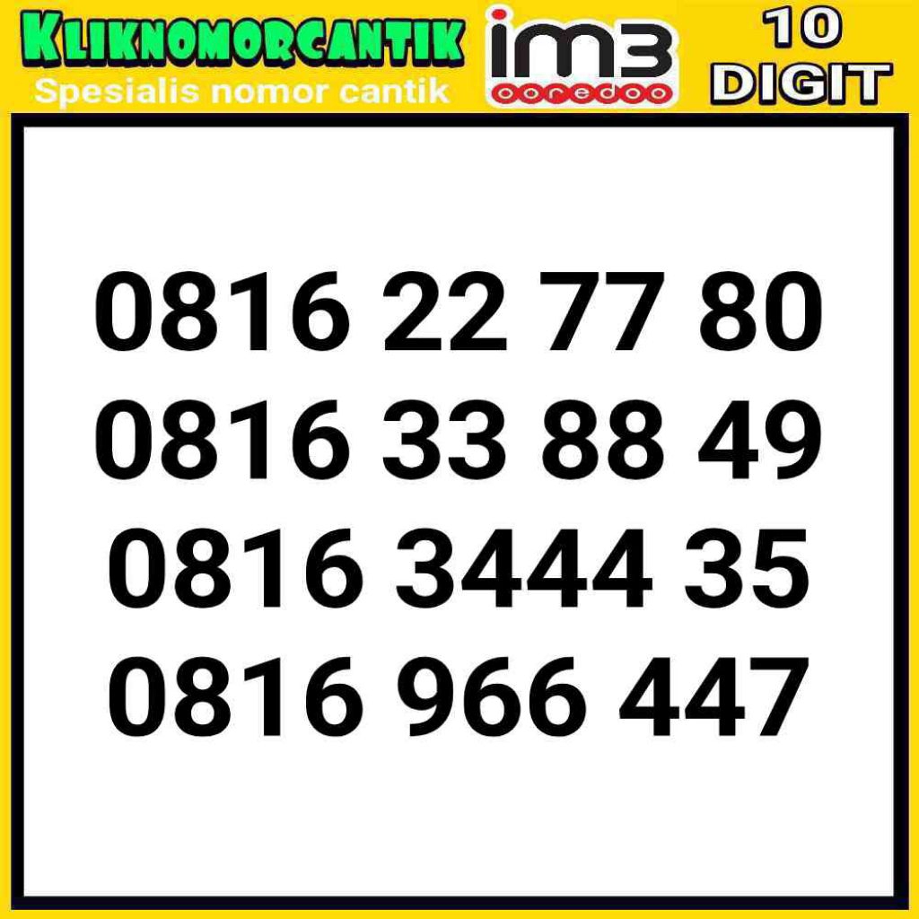 nomor cantik indosat 10 digit 4G&5G kartu perdana IM3 10 digit A7
