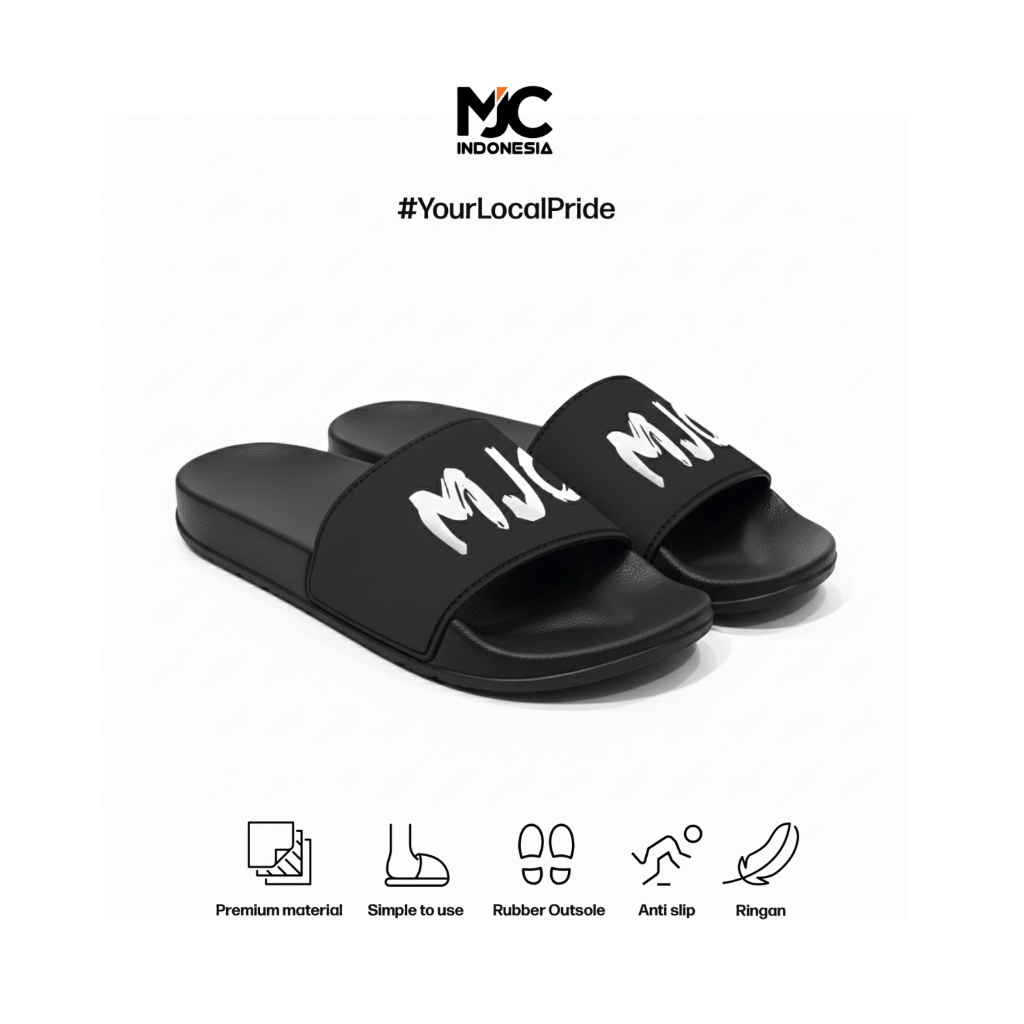 MJC Indonesia Sandal Pria Sandal Slop Pria Wanita Sandal Slide Anti Slip Anti Air SD-MJC Grey