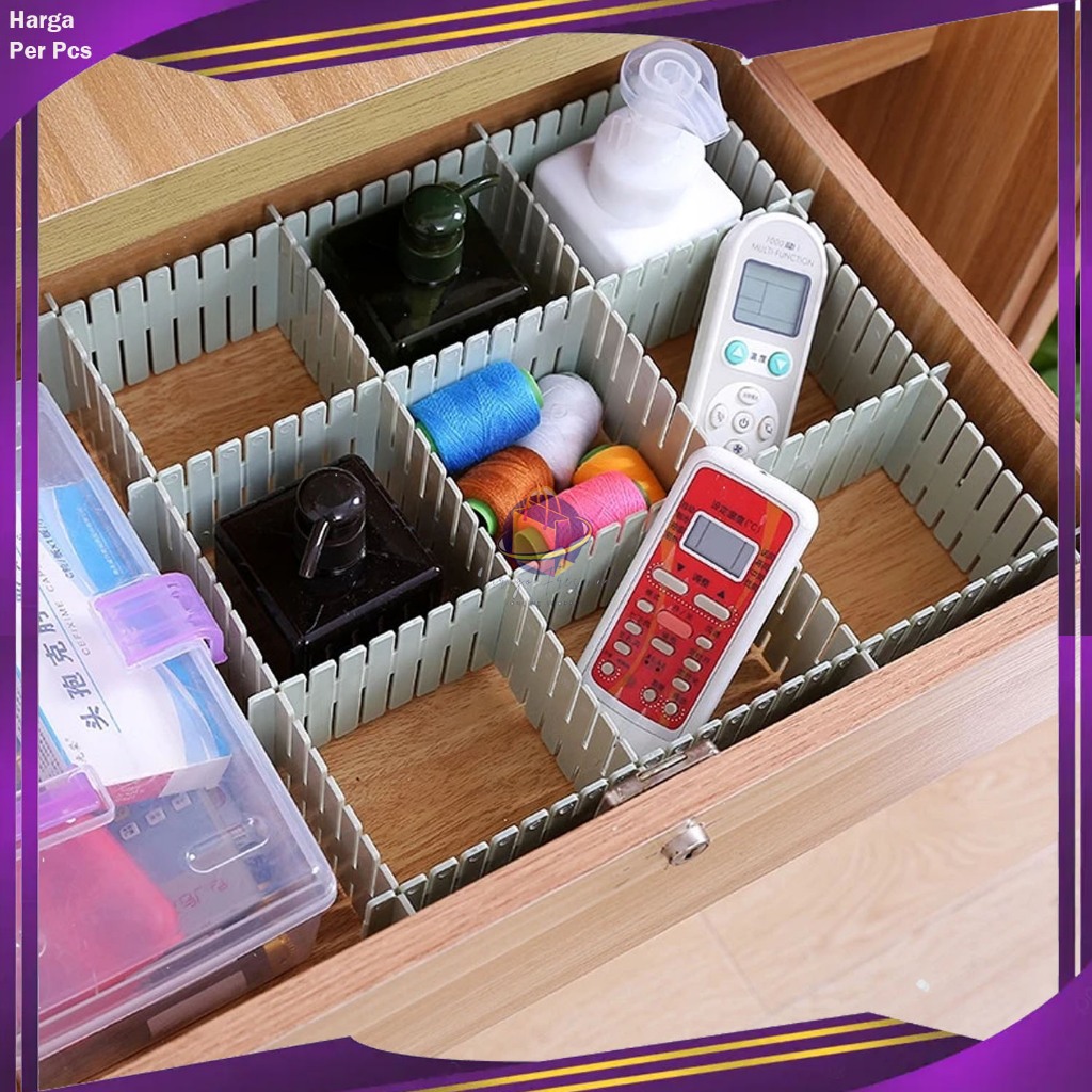 Sekat Partisi Laci Serbaguna / Pemisah Pembatas Laci Pakaian / Drawer Organizer
