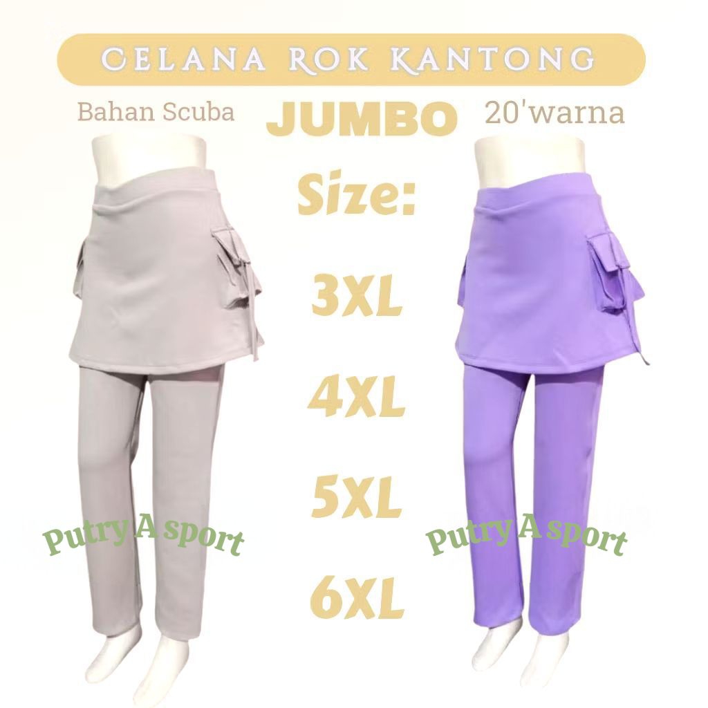 CELANA SENAM ROK KANTONG UKURAN JUMBO/celana olahraga wanita jumbo terlaris  termurah