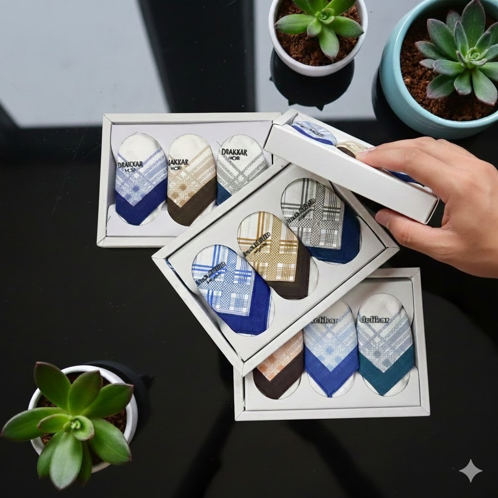 Sapu Tangan Original Full Katun Dengan isi 6 | Sapu Tangan Pria Bahan Cotton Dengan warna ( Cerah ) 