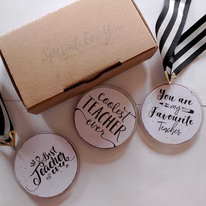 medali best teacher custom gift box - mendali kado hadiah guru