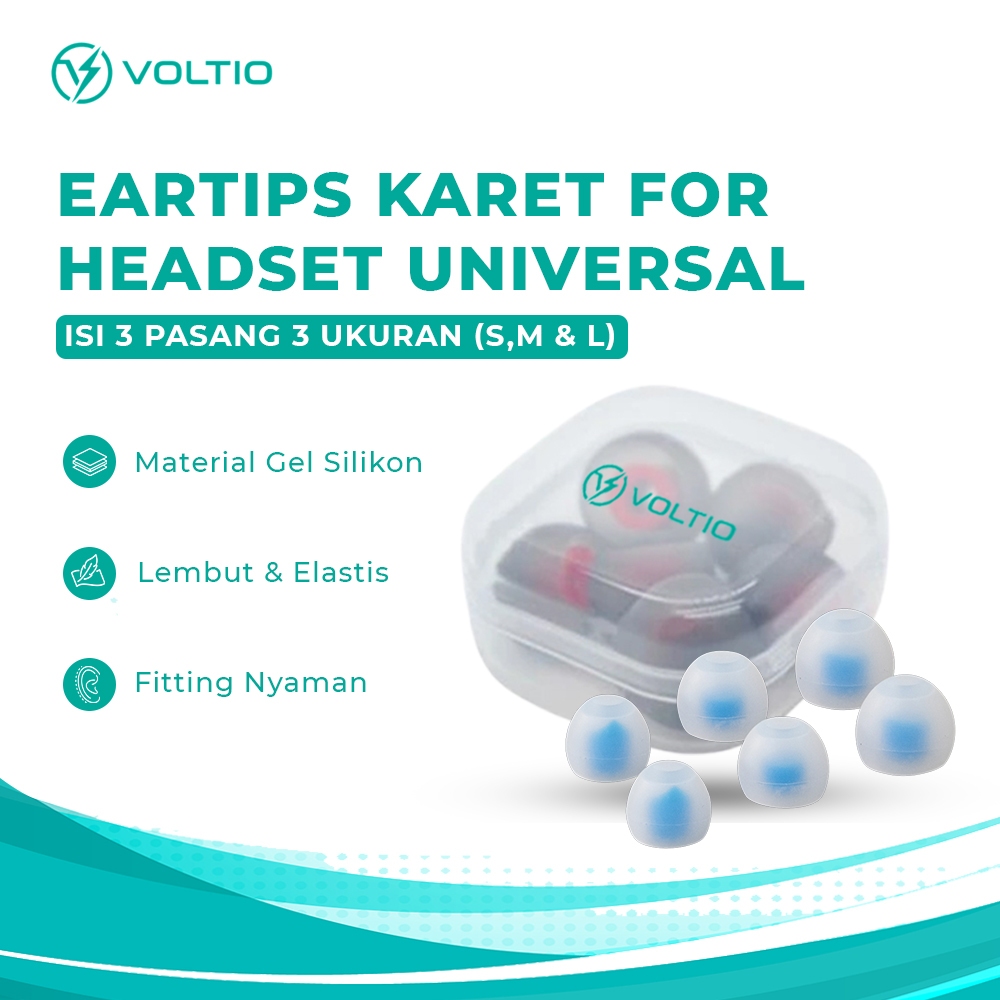 VOLTIO Eartips Eearbuds Karet Headset TWS In Ear Universal 3 Pasang Ukuran S / M / L Silicone Gel Ea
