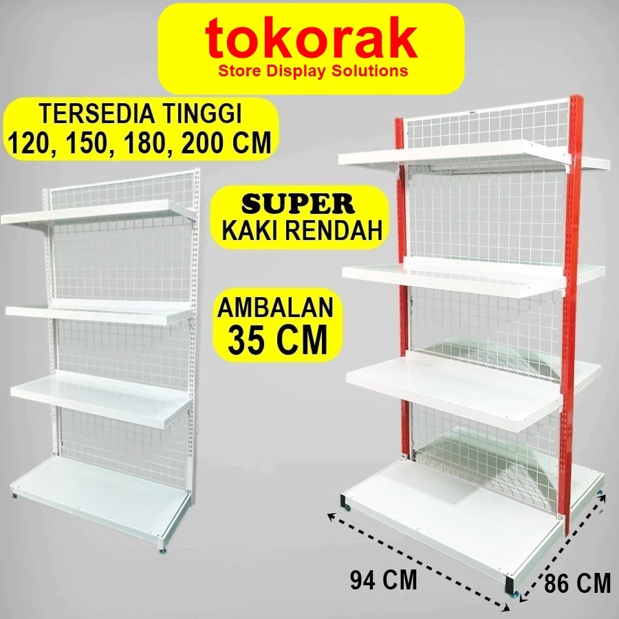 RAK GONDOLA MINIMARKET SUPERMARKET KR 40 / 35 CM SINGLE DOUBLE ISLAND AMBALAN SHELVING RAK SUPERMARK