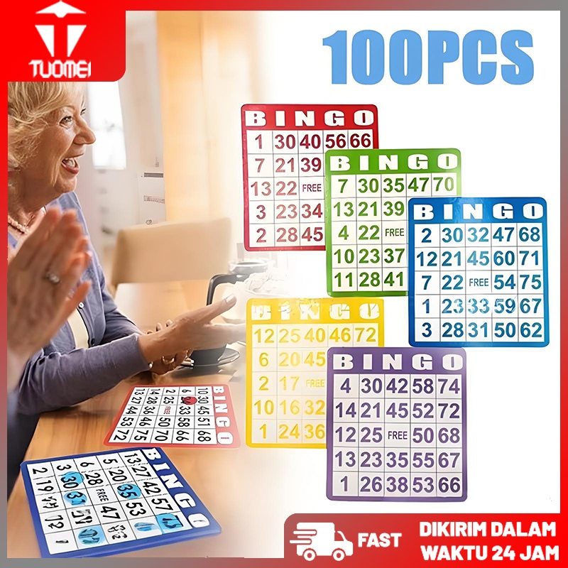 100pcs/set Kartu Bingo/5 Warna Bingo Set/ Lengkap Besar Bingo Card