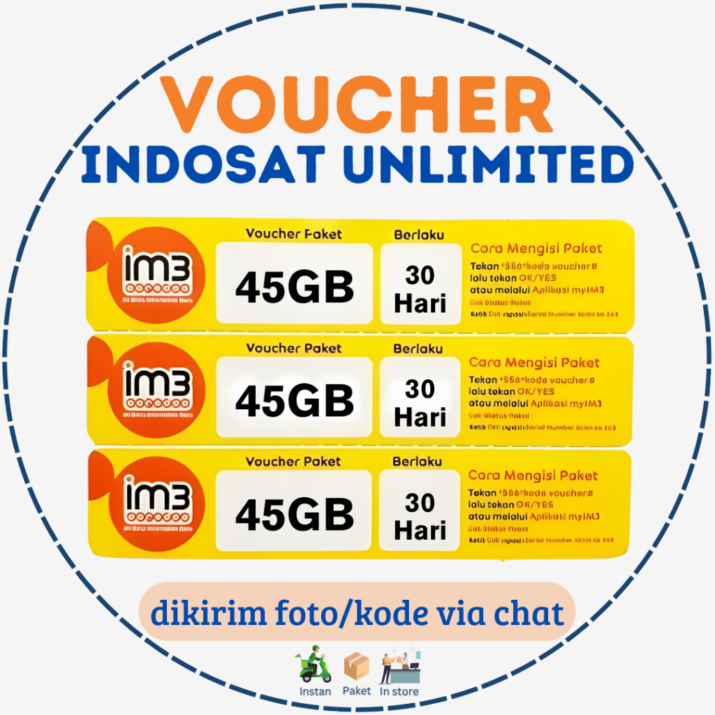 Voucher Kuota Indosat IM3 UNLIMITED 45GB 30 Hari Full 24 JAM