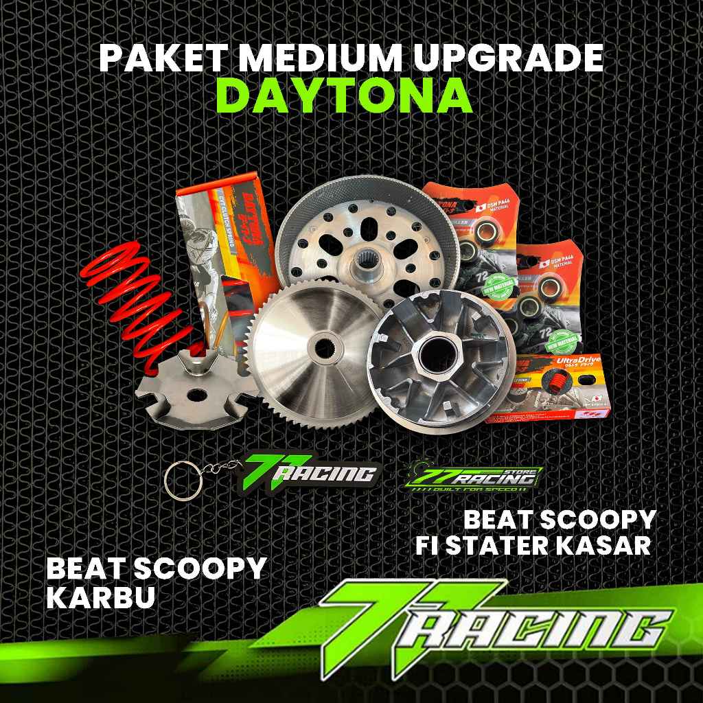 PAKET MEDIUM UPGRADE CVT DAYTONA BEAT KARBU, SCOOPY KARBU, BEAT-SCOOPY FI STATER KASAR UPGRADE KIRIA