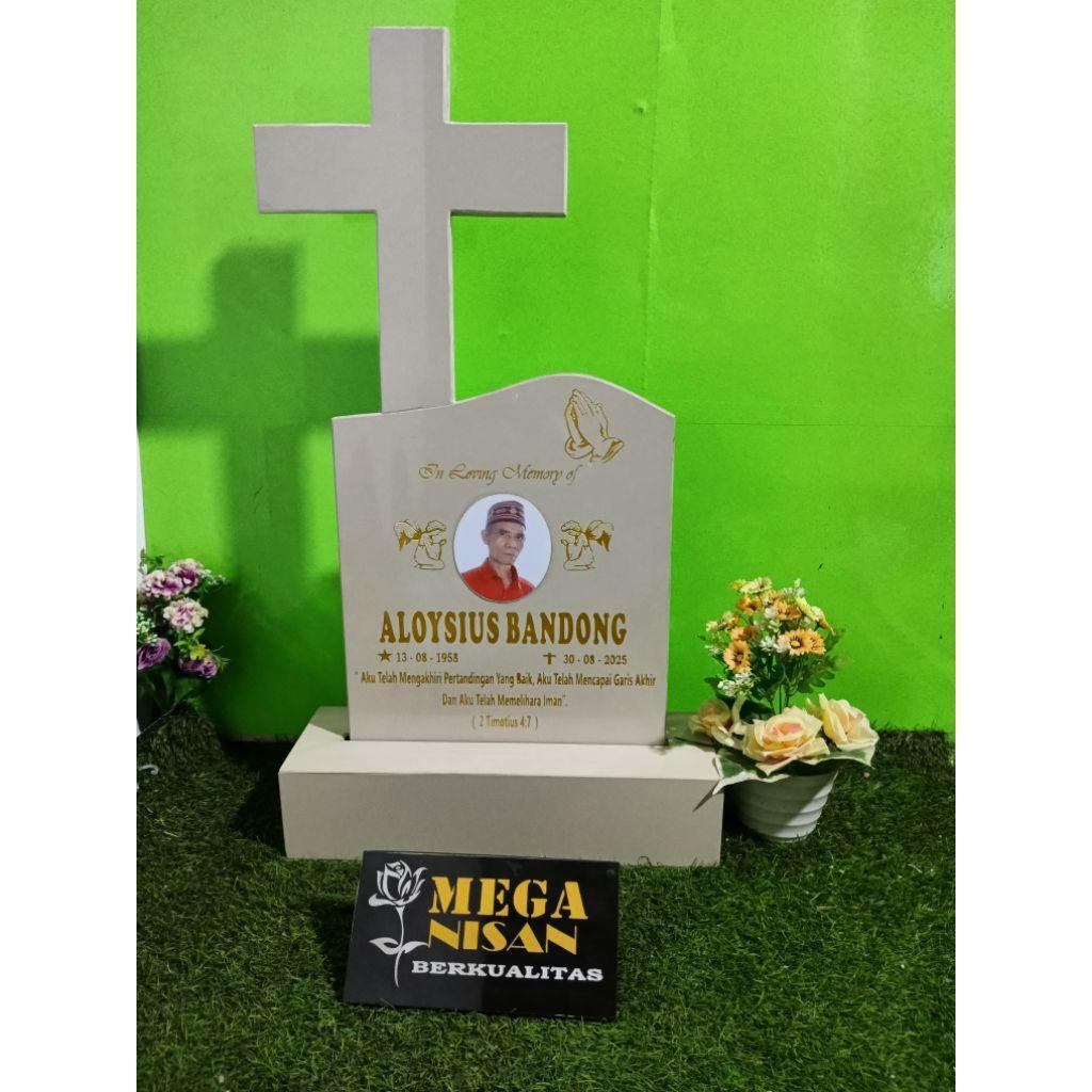 BATU NISAN KRISTEN MODERN(70X45)/MAESAN GRANIT TILE/+ PACKING KAYU