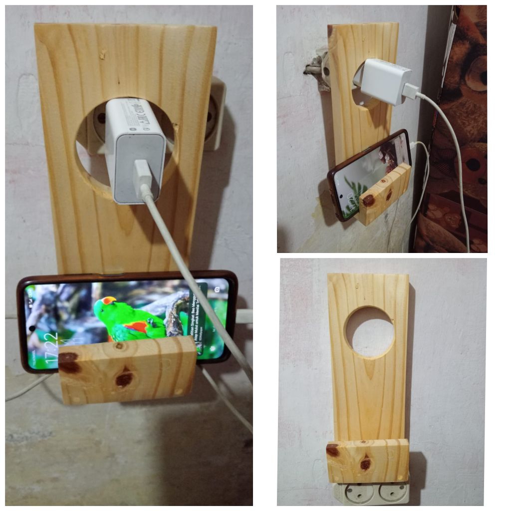 Stand dudukan handphone gantung/holder kayu hp gantung/stand hp kayu